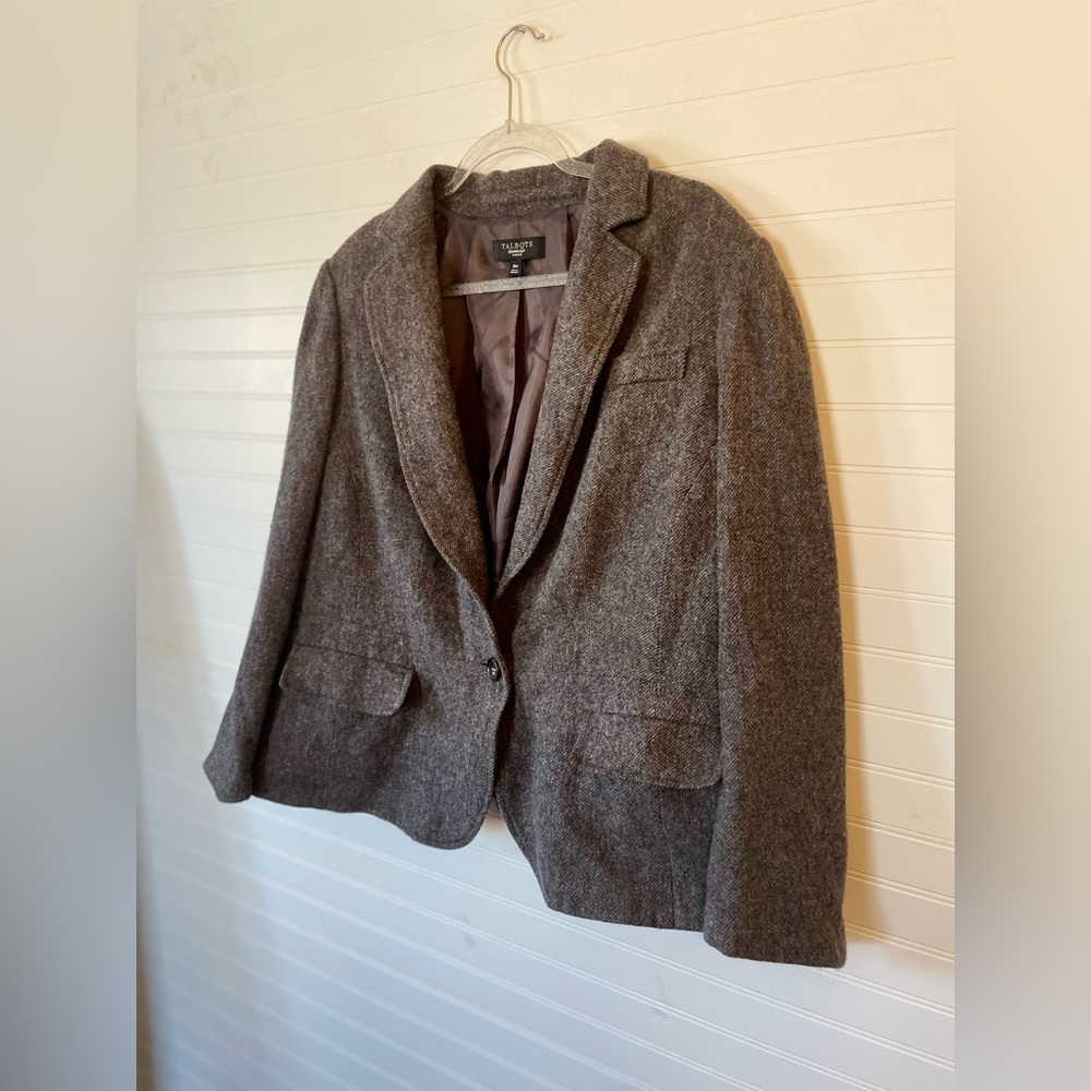 Talbots Wool Gray Charcoal Blazer Jacket Career Casual Womens Size 18w Classic - Picture 2 of 6